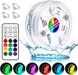 LOFTEK Submersible LED Lights with Remote RF(164ft),Full Waterproof Pool Lights for Inground Pool with Magnets, Suction Cups,3.35 Color Changing Underwater Lights for Ponds Battery Operated