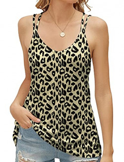 Women's Sexy Halter Back Crisscross Spaghetti Strap Tank Top Summer Casual Sleeveless V Neck Shirts Blouse