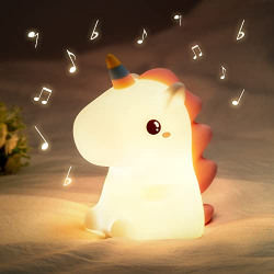 Unicorn Night Light for Kids, Sound Machine Baby Night Light, 7 Color + Dimming Kids Night Lights for Bedroom, Timer + Remote Cute Lamp, Nursery Battery Toddler Kids Night Light Lamp, Unicorn Gift