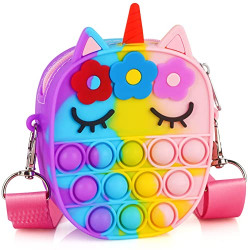 olyone Pop Purse for Girls Crossbody, Pop Shoulder Bag Fidget Toys for Girls, Pop Purse Bag Sensory Silicone Fidget Toys Valentine's Day Gifts for Kids Classmates Girls Women -Rainbow