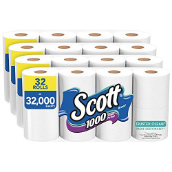 Scott Trusted Clean Toilet Paper, 32 Rolls (4 Packs of 8), 1,000 Sheets Per Roll, Septic-Safe, Bath Tissue Made Sustainably