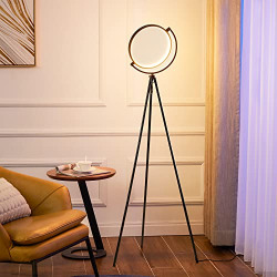Modern Black Tripod Floor Lamp, YEEYIN 59'' Tall Bight Mid Century LED Standing Corner Floor Lamp for Bedroom Office Living Room Farmhouse Ring Floor Lamp Reading Light