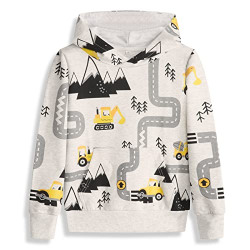 HZXVic Pullover Hoodies for Teen Boys,Toddler Lightweight Sweatshirt,Kids Dinosaur Long Sleeve Sweat Shirt 4-12 Years (Excavator-2-3T)