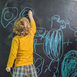 Trazzo Chalkboard Wallpaper Peel and Stick -5 Chalks Included Wall Decor Chalkboard Paint for Wall(17.7x78.7 inches)