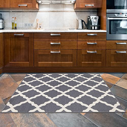 Ottomanson Glamour Collection Non-Slip Rubberback Moroccan Trellis Design 3x5 Indoor Area Rug, 3'3  x 5', Gray