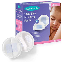 Lansinoh Stay Dry Disposable Nursing Pads for Breastfeeding, 36 count White