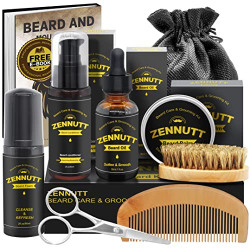 Beard Growth Kit,Beard Kit,Beard Grooming Kit w/Beard Foam,Beard Conditioner,Beard Growth Oil,Beard Balm,Brush,Comb,Scissor Beard Care Kit for Men Stuff,Unique Christmas Gift Set
