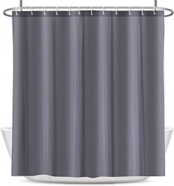 MBOSS Fabric Shower Curtain for Bathroom Shower Stall Curtain Liner with 12 Hooks 72Wx72H Heavy Duty Curtain Set with Rustproof Metal Grommet and Magnetic Weights.Waterproof,Odorless (72x72 Grey)