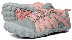 Trail Running Shoes Women Wide Gym Toes Five Finger Ladies Outdoor Cross Country Workout Hiking Minimalist Barefoot Parkour Sneakers Gray Pink US Size 5
