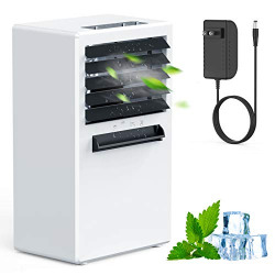 QVCQ Portable Air Conditioner, Portable AC Fan With 3 Speed Wind Mode, Quiet Small Evaporative Cooler Personal Cooling Fan For Room Home Office Dorm Inclued AC Adapter