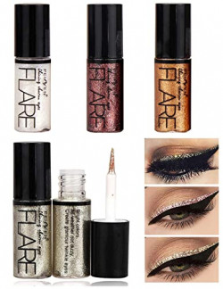 Glitter liquid Eyeliner, Metallic Shimmer Glitter Eyeshadow, Long Lasting Waterproof Shimmer 4 Colors Sparkling Eyeliner EyeShadow 4 Colors (Styles #01)