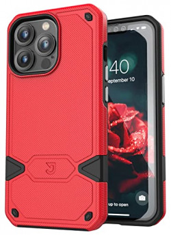 Jaagd Slim Shock-Absorbing Rugged Case Compatible with iPhone 13 Pro Max Case 6.7 inch; Military Grade Drop Protection (Red)