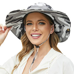 Bucket Hat Sun Hat - Waterproof Wide Brim Fishing Hat Foldable Boonie Hat UPF 50+ Mesh Fishing Bucket Hats, Beige