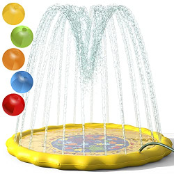 Water Sprinkler Splashpad for Kids Play Mat Outdoor Water Summer Toys Inflatable Baby Toddler Pool for Boys Girls Outdoor Pool Toy with Beach Balls for Age 3 4 5 6 7 8 9 10