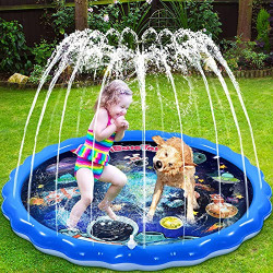 Splash Pad Kids Sprinkler Toddlers: 68  Splash Play Mat Outdoor - Inflatable Sprinkler Pool - Water Toys Fun Outside Backyard for 3 4 5 6 7 8 Year Old Baby Girls Boys Dogs