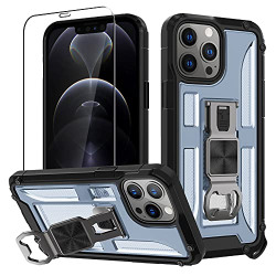 HikerClub for iPhone SE 2020 Creative Phone Case with Kickstand - iPhone 7 8 Case Built-in Screen Protector Military Grade Shockproof Soft TPU Case with 180 Rotatable Bottle Opener Stand, Blue