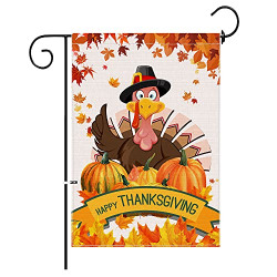 Hexagram Happy Thanksgiving Garden Flag 12 x 18 InchesDouble Sided Pumpkin Farmhouse Burlap Yard Outdoor Flag 12 x 18 Inches,Harvest Thanksgiving Flag