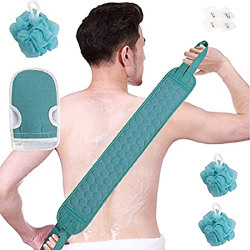 Set of 9 Pack Exfoliating Back Scrubber,Back Washer for Shower with Korean Exfoliating Gloves Mitt for Body Cleansing, Exfoliating Body Scrubber for Men and Women(Blue)