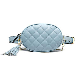 Badiya Fanny Pack for Women Fashionable Waist Bag Leather Belt Bags Girl Crossbody Cellphone Purse with Tassel Chain