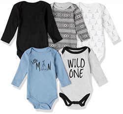 Yoga Sprout Cotton Bodysuit, 5 Pack, Wild One, 3-6 Months