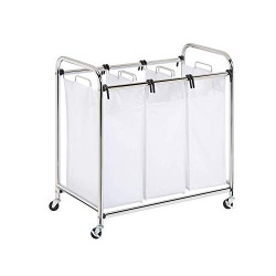 Honey-Can-Do SRT-01235 Heavy-Duty Triple Laundry Sorter, Chrome/White