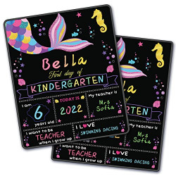 Kidjoyo First and Last Day of School Board, 10 x 12 Inch Reusable Wooden Double Sided Printing First Day of School Sign, Kindergarten Preschool Photo Sharing Prop 1st Day of School Chalkboard Sign