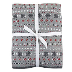 HonestBaby Organic Cotton Reversible Baby Blanket, Fair Isle Gray, One Size