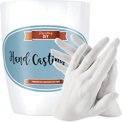 Discovering DIY Hand Casting Kit - Couples Gifts for Him or Her, Father's Day Gifts, Kids and Family Gifts & DIY Craft Kits for Adults - Plaster Hand Mold Kit w/Gloves, Paints & Tools