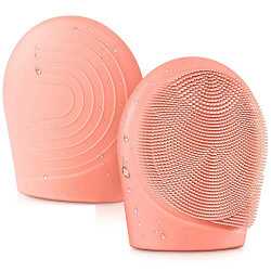 Face Scrubber Silicone Manual Exfoliator: Handheld Mini Facial Exfoliating Brush Soft Silicon Exfoliation Scrubby - Blackhead Cleaning Pore Cleansing and Massaging for Sensitive Skin Watermelon Red