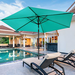 9FT Table Outdoor Patio Umbrella: Market Umbrella with Push Button Tilt and Crank Handle - Thicken Fabric Patio Umbrella Compact for Pool, Deck, Garden, Backyard, Green