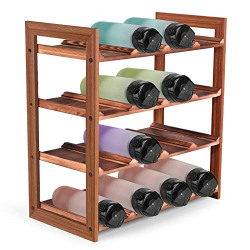 Sierjian Water Bottle Organizer,4-Tier Water Bottle Storage Rack,16 Freestanding Hardwood Water Bottle Shelf Organizer for Cabinet, Kitchen, Countertop