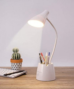 Desk Lamp, LED Desk Light with 3 Color Modes, Eye Protection Dimmable Desk Lamp with Pen Holder and Phone Stand, 360 Flexible Study Lamp for Bedroom and Office, Small Desk Lamp for Dorm, College