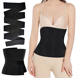 Waist Trainer for Women Plus Size, Invisible Quick Snatch Bandage Wrap for Slimming Waist Black, Under Clothes Waist Wraps for Stomach for Workout, 16.4FT