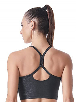 Sunzel Workout Tops for Women Longline Strappy Sports Bra Crop Tank Top for Yoga Gym Running Black-Peacock