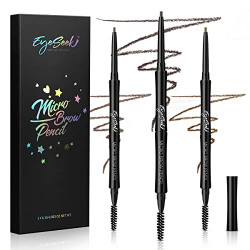 EYESEEK 3PCS Micro Eyebrow Pencil Set Ultra Slim Define Brow Pencil With Eyebrow Brush,Long Lasting Smudge Proof Eyebrow Makeup Dark Brown,Taupe,Blonde