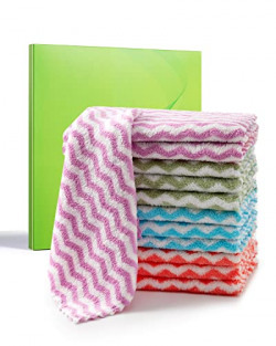 12 Pack Microfiber Cleaning Cloth,10 Inch x 10 Inch,Drying & Auto Detailing,Kitchens,Bathrooms,Offices,Kitchen Towels and Dishcloths Set (Pink,Green,Blue,Purpel)