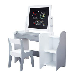 Toddler Desk & Chairs with Double Sided Art Easel, 3 in 1 Art Easel & Desk with Chair for Toddler Boys Girls Gifts