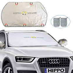 Big Hippo Car Sun Shade Car Sun Visor for UV Rays and Sun Heat Protection Keep Vehicle Cool Windshield Sun Shade for SUVs Trucks and Vans