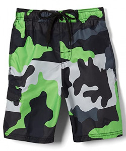 Kanu Surf Boys' Viper Quick Dry UPF 50+ Beach Swim Trunk, Surf Camo Black/Green, 2T
