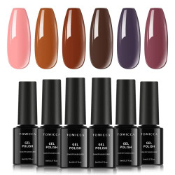 TOMICCA Jelly Gel Nail Polish Kit - 6 Colors Crystal Pink Gel Nail Polish Set, Translucent Sheer Gel Polish for Home DIY Manicure Nail Salon