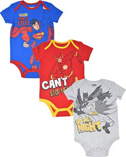 Warner Bros. Baby Boys 3 Pack Bodysuits: Batman Flash 24 Months