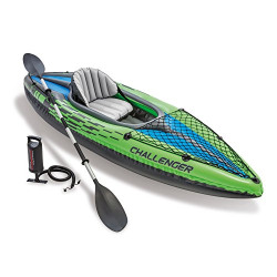 Intex Challenger K1 Kayak, 1-Person Inflatable Kayak Set with Aluminum Oars and High Output Air Pump