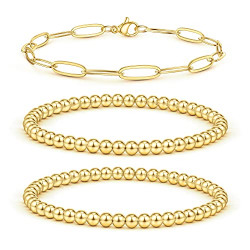 Beaded Gold Bracelets for Women, 14K Gold Plated Stackable Dainty Gold Beaded Bracelets for Women Gold Jewelry for Women Trendy Layered Gold Bracelets for Teen Girls Kids Jewelry for Girls Bracelet