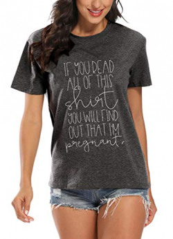 You Will Find Out That I'm Pregnant Shirt Top Women Cute Funny Graphic Print Letter Shirt Tee (S, Gray)