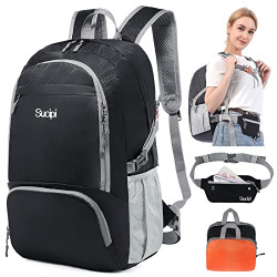 Sucipi 30L Packable Hiking Backpack with Running Fanny Pack 2pcs Set, Waterproof Lightweight Collapsible Backpacks for Travel