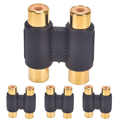 RCA Coupler, YAWALL 4 Pack RCA Female to Female Coupler Audio Video Cable Extension for Amplifier, Subwoofer,Mixer