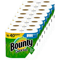 Bounty Quick-Size Paper Towels, White, 16 Family Rolls = 40 Regular Rolls