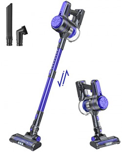 Cordless Vacuum Cleaner,High Efficiency Stick Vacuum with 30min Long Runtime Detachable Battery, 4 in 1 Lightweight Quiet Vacuum Cleaner Perfect for Pet Hair Hardwood Floor EICOBOT A10(Blue)