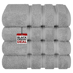 American Soft Linen Hand Towels, Hand Towel Set of 4, 100% Turkish Cotton Hand Towels for Bathroom, Hand Face Towels for Kitchen, Light Grey Hand Towel