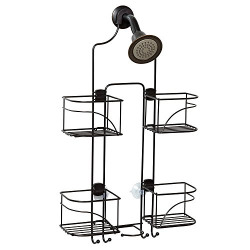 Zenna Home With Baskets That Slide Out to accommodate Hose, Versatile Storage Solution for Your Bath Area. Rust-Resistant Expandable Over-The-Shower Caddy, Black